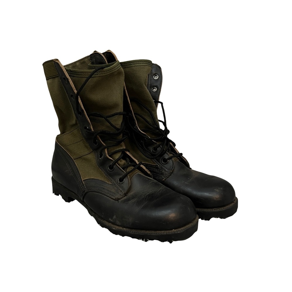 Ro-Search VTG Jungle Boot Mens‎ 6.5W Black Olive Green Leather Combat Military